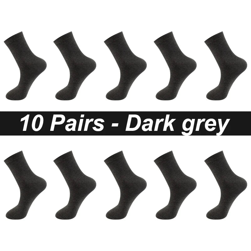 10 Paare Herren Kammbaumwollsocken | Schwarze Freizeit- & Businesssocken Atmungsaktiv Hochwertig Kaufschwan® 10 Paare Dunkelgrau EU 44-48