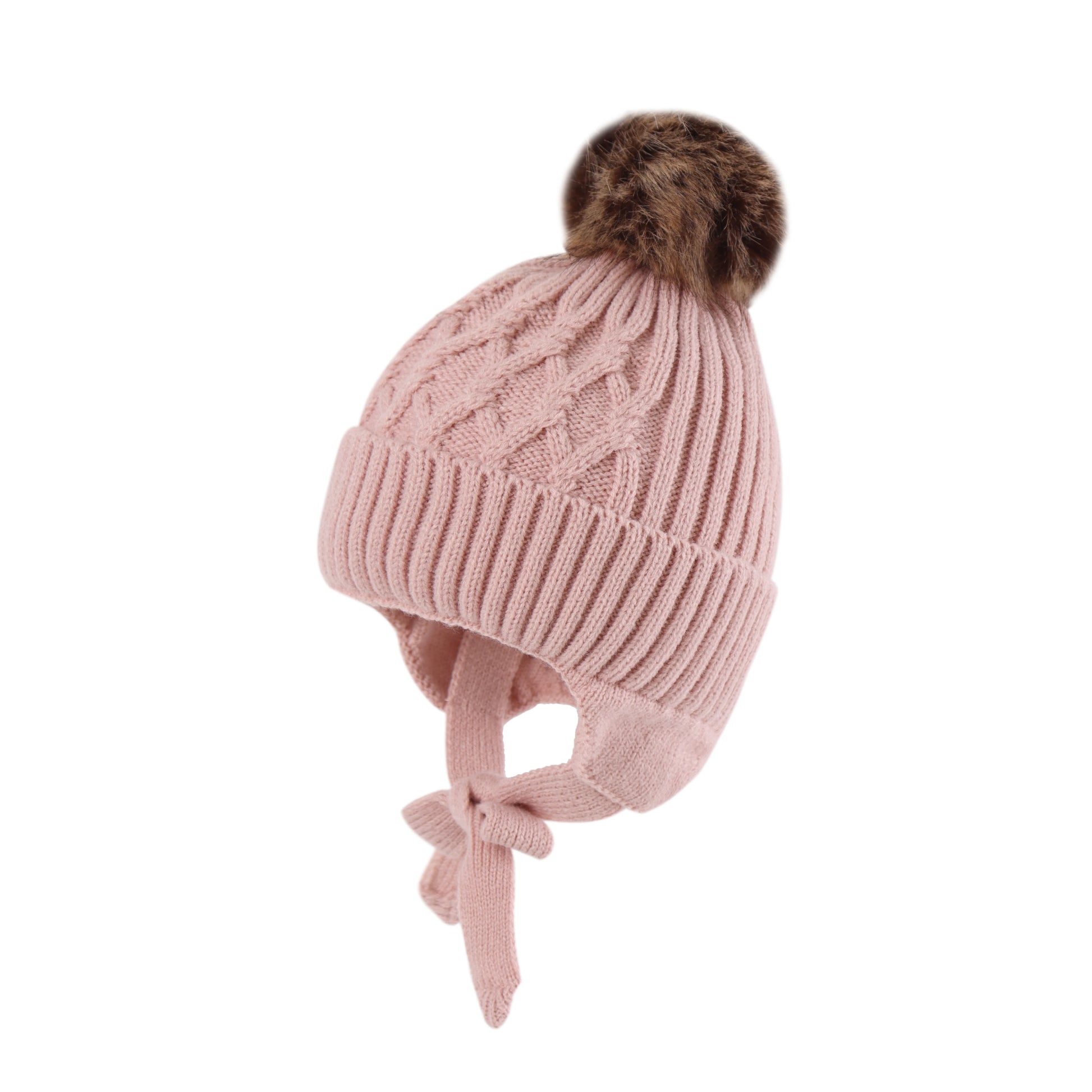 Baby Kleinkind Ohrklappen Beanie – Fleece Gefütterte Strickmütze für Jungen & Mädchen im Winter Kaufschwan® Rosa M(1-2T)