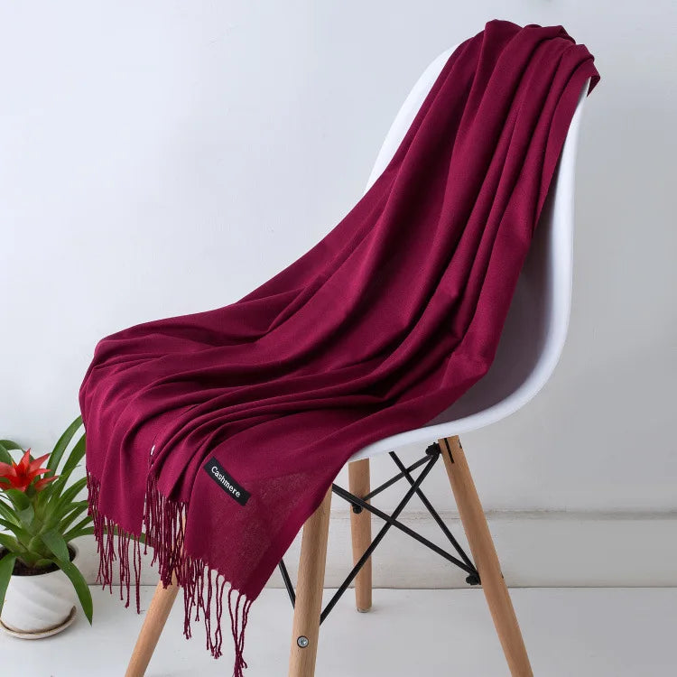 Damen Pashmina Schal | Weich wie Kaschmir | Warmer Winter Schal, Reise- & Büro-Accessoire Kaufschwan® Dunkelrot 70x200CM