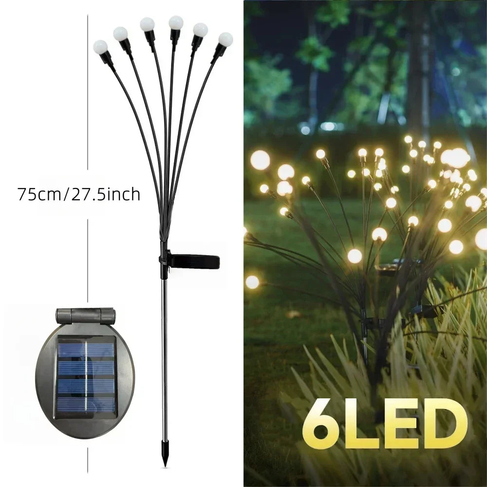 Solar Garten Glühwürmchen Lichter – Neue verbesserte solarbetriebene wasserdichte Außenbeleuchtung für Garten Dekoration Kaufschwan® 6er Warm-LEDs 1 Stück