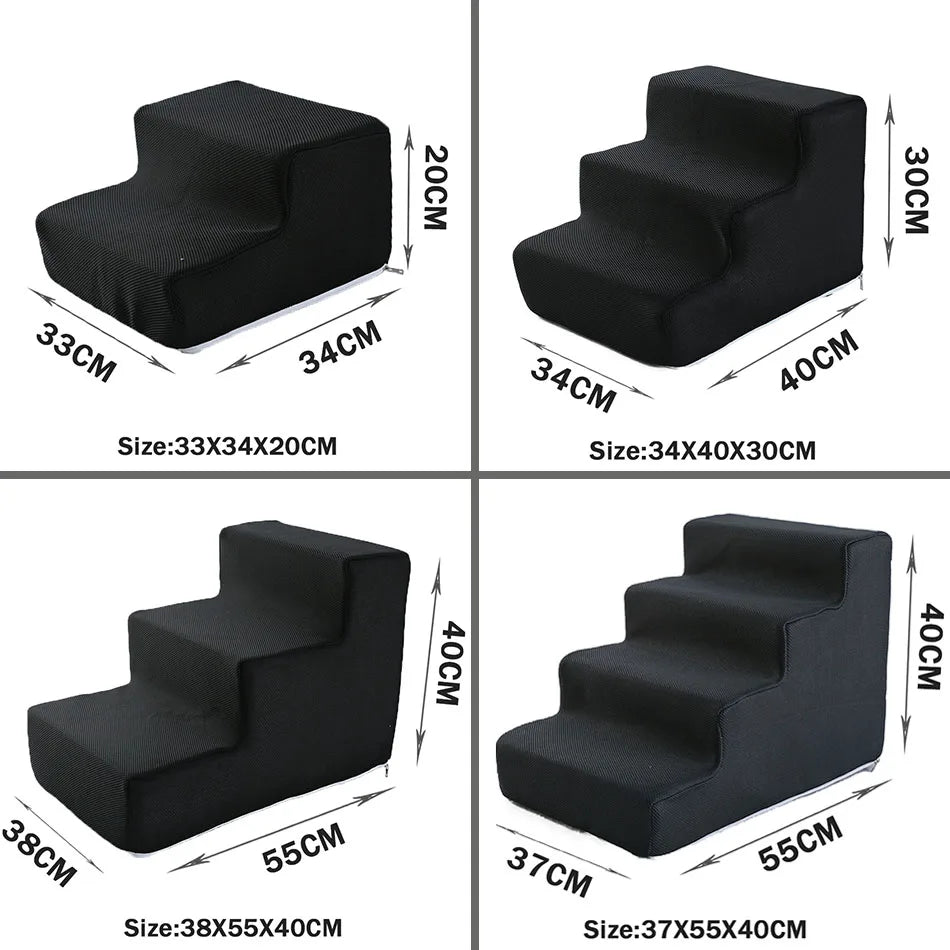 3-Stufen Haustiertreppe – Rutschfeste Abnehmbare Hunde- & Katzenleiter für Bett und Sofa Kaufschwan® Schwarz 2 Stufen (33X34X20CM)