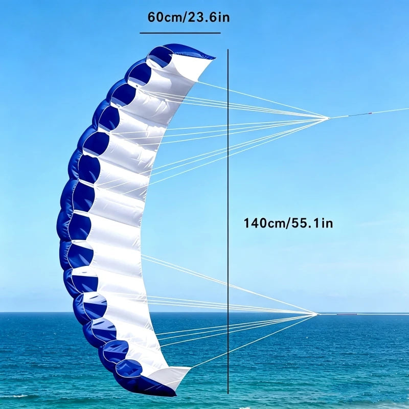 Zweileiner-Matratzendrachen aus Nylon – Lenkbarer Winddrachen für Anfänger, Strand und Sportliche Freizeit im Freien Kaufschwan® Blaue Doppellinie