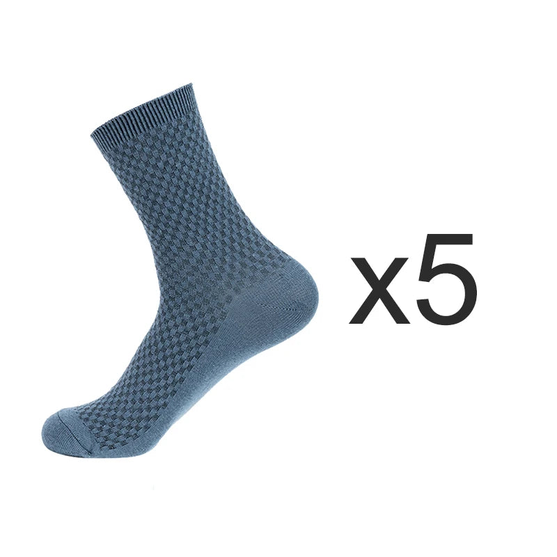 5 Paare Herren Bambusfaser Lange Socken | Business Einfarbig Baumwolle Hochwertige Schwarze Socken Kaufschwan® 5er Set 1 EU 39-43 (US 7-9)