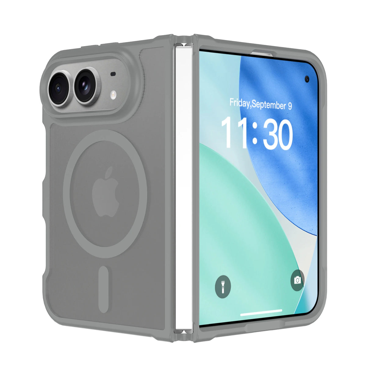 Luxuriöse Matte Magnetische Schutzhülle für iPhone Duo – MagSafe-Kompatible Durchscheinende Hülle mit Stoßschutz und Weicher Oberfläche Kaufschwan® Grau iPhone Duo