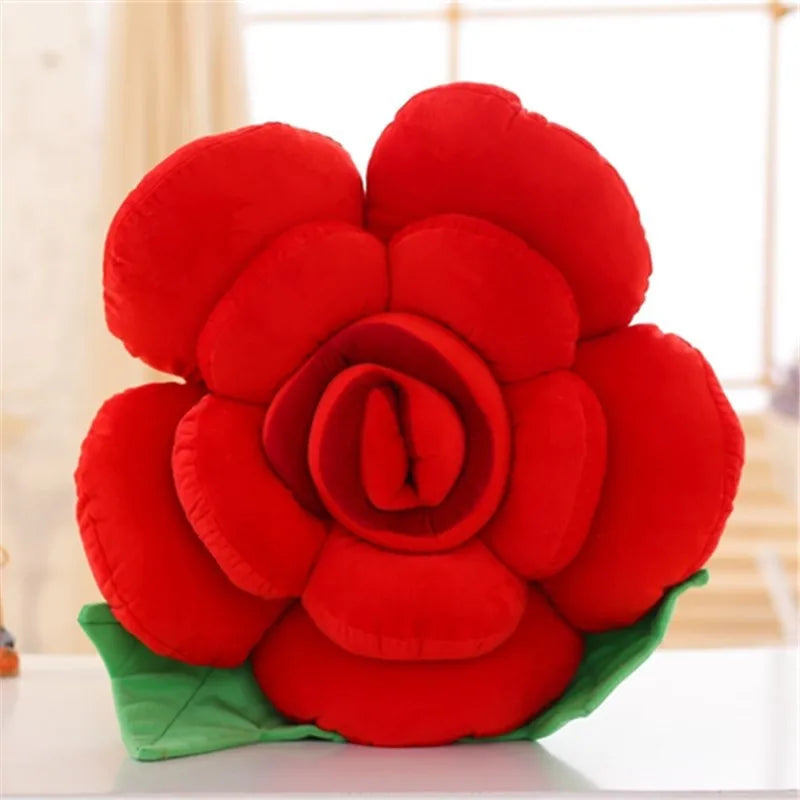 3D Rosen-Kissen | Plüsch-Blumenkissen | Simulierte Rosen-Matte | Romantisches Geschenk zum Valentinstag Kaufschwan® Rot 30cm