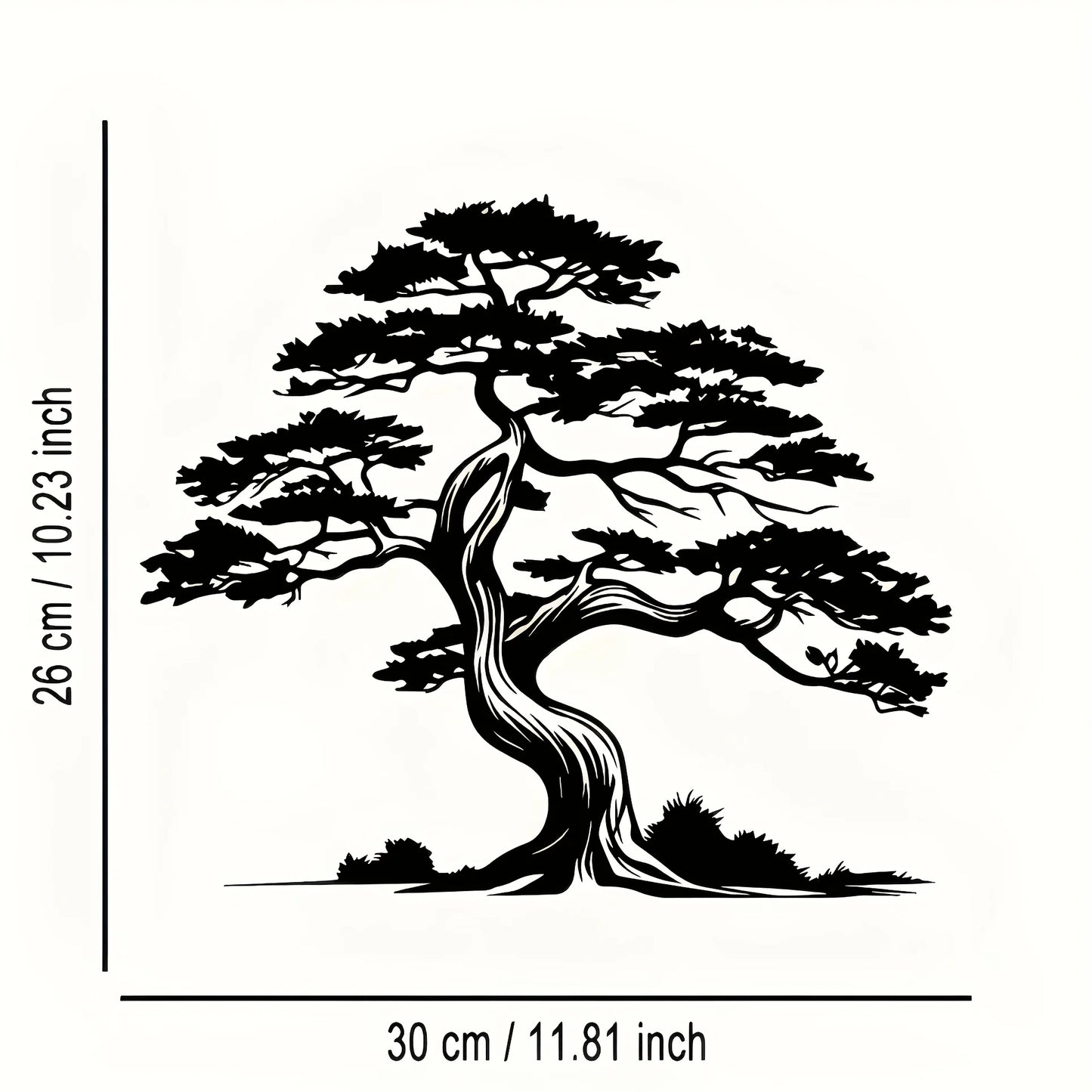 2D Flaches Eisen Kiefernbaum Wandbild – Elegantes Abstraktes Metall Design mit Sonneneffekt