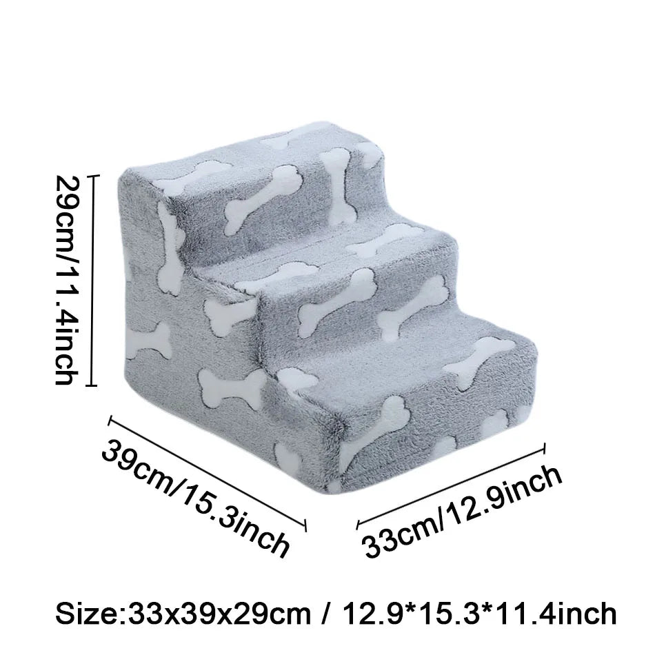 Knochenform Hundetreppe – Weiche Rutschfeste Haustierleiter für Sofa & Bett Kaufschwan® S 3 Stufen