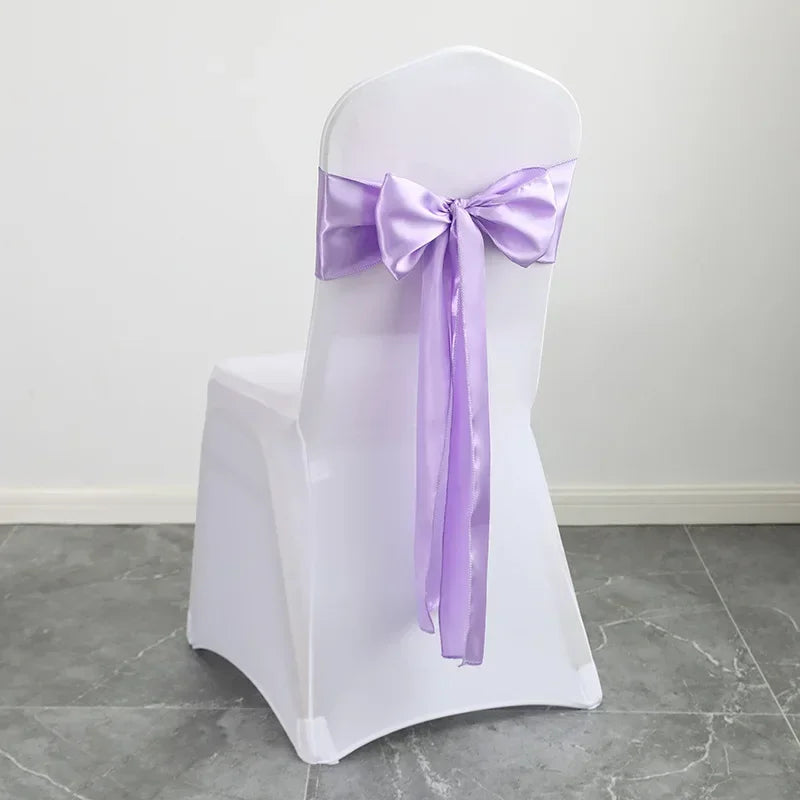 Satin Stuhlschleifen – Hochzeits Schleifenband für Stuhl Dekoration Kaufschwan® Lila 10 Stück