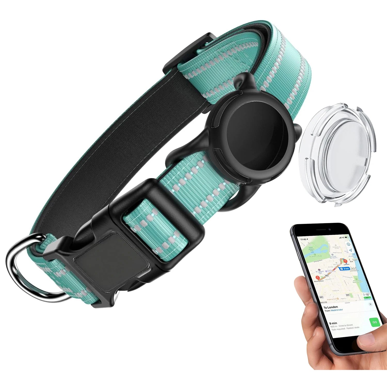 Wasserdichtes AirTag Hundehalsband Reflektierend Gepolstert Verstellbar mit Halter für Hunde Kaufschwan® Neuwertig (ohne AirTag) S (25-43cm)