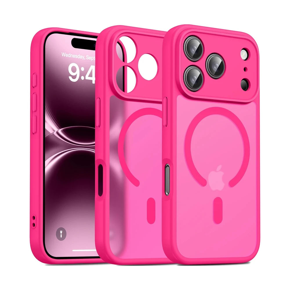 Hochwertige Fingerabdruckhemmende Matte MagSafe-Hülle für iPhone 18 Pro & iPhone 18 Pro Max – Durchscheinende Magnethülle zum Laden Kaufschwan® Pink iPhone 18 Pro