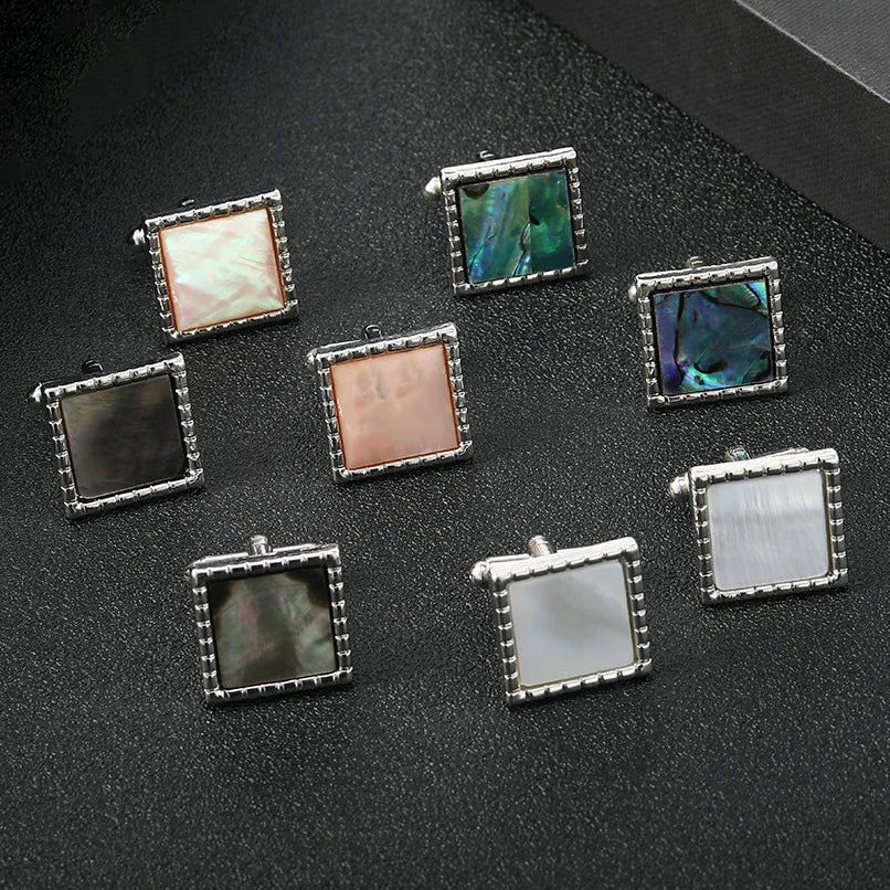 Herren Manschettenknöpfe mit Abalone Muschel – Rechteckiges Design | Eleganter Schmuck für Hochzeit, Party & Geschenk für Vater oder Ehemann Kaufschwan®