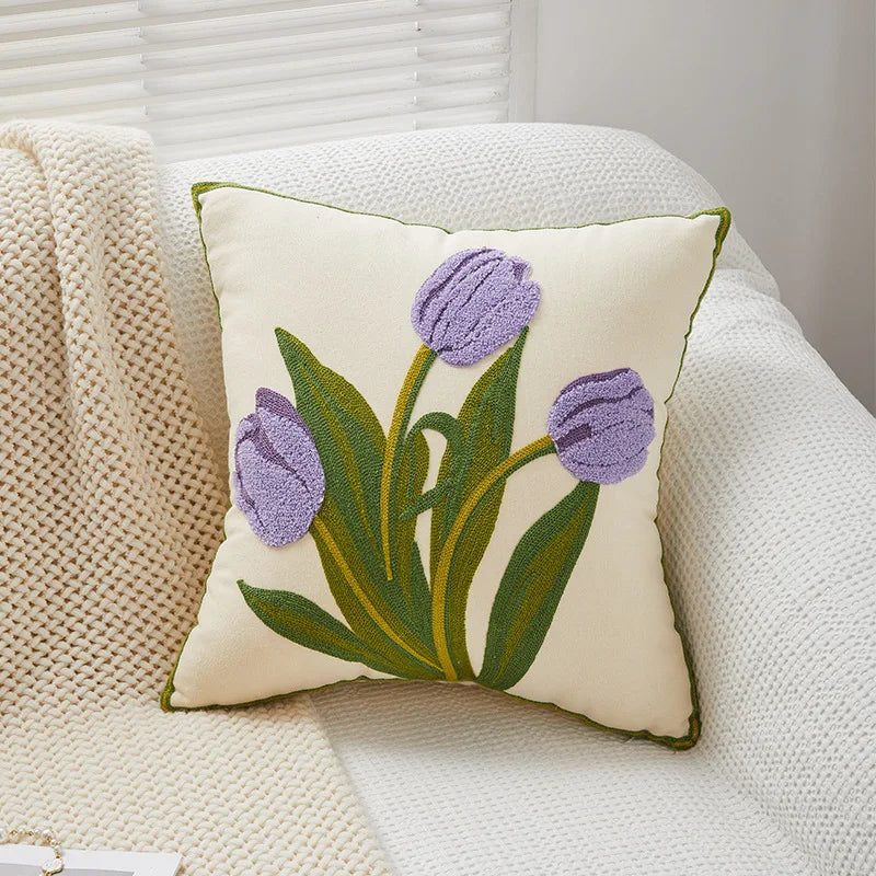 Tulpen-Kissen | Niedliches Rosa Kürbis-Kissen | Sofa-, Bett- & Dekokissen Kaufschwan® Tulpe Lila