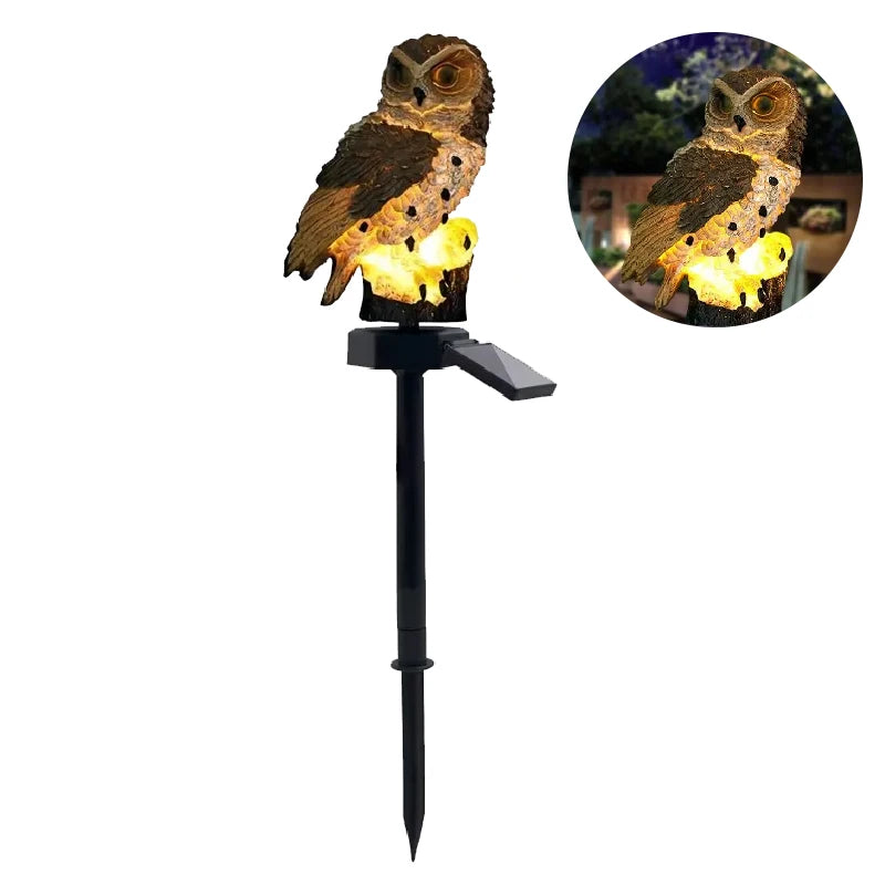 Solarbetriebene LED-Feehaus-Gartenleuchte – Miniatur-Resin-Hütte, Wasserdichte Außenbeleuchtung für Rasen & Weihnachtsdekoration Kaufschwan® Waldkauz