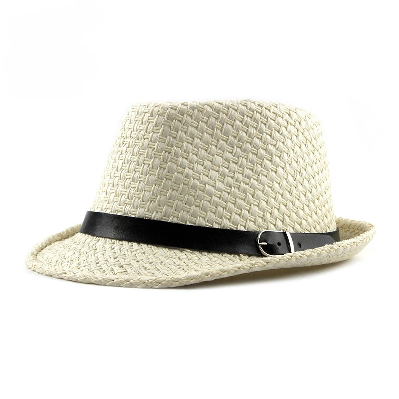 Jazz Hut – Einfacher Strohhut für Damen & Herren, Sommer Sonnenhut, atmungsaktiv Kaufschwan® Cremeweiß