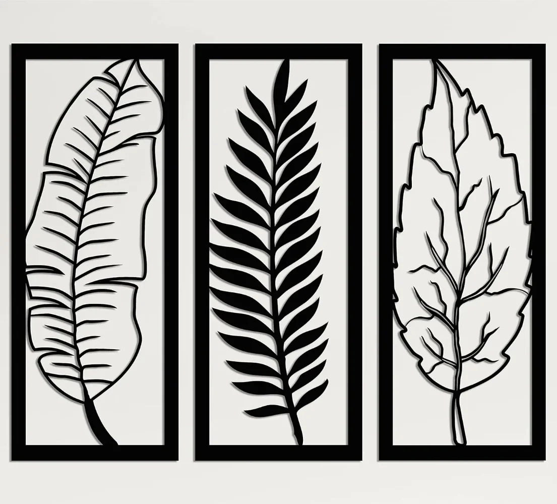 Metall Eisen Blätter Wandbild – Elegante Blatt Wanddekoration für Zuhause