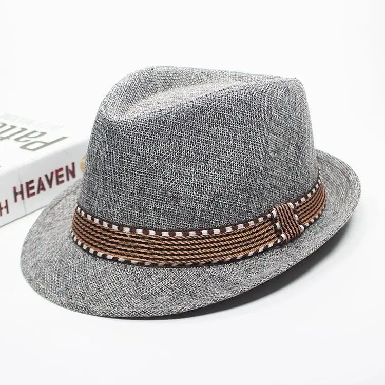 Sommer Hut - Fedoras – Frühling & Sommer Party Jazzhut, Baumwolle-Leinen Top Hat & Bucket / Panama Hut Kaufschwan® Grau