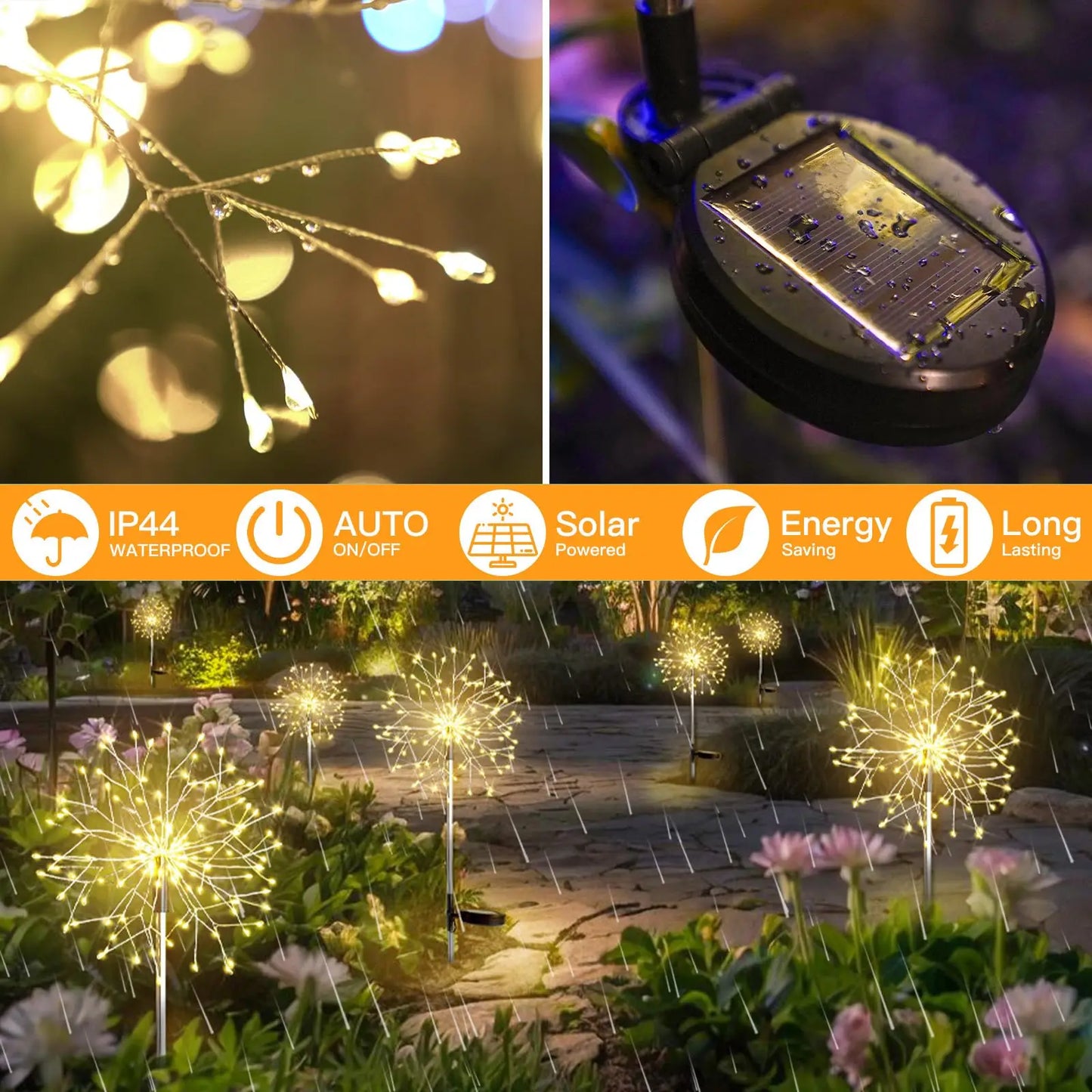200LED Solar-Feuerwerkslichter – Wasserdichte Gartenlichter für Außenbereich, Terrasse, Weg & Blumenbeet Kaufschwan®