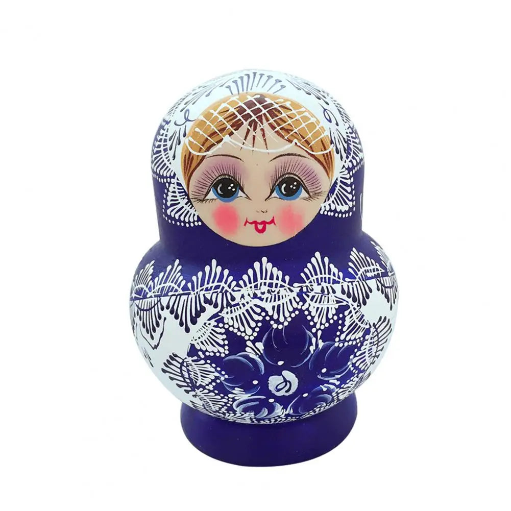 10 Stück Matrjoschka Nestpuppen – Niedliches Russisches Puppen Geschenkset | Traditionelles Holz-Design