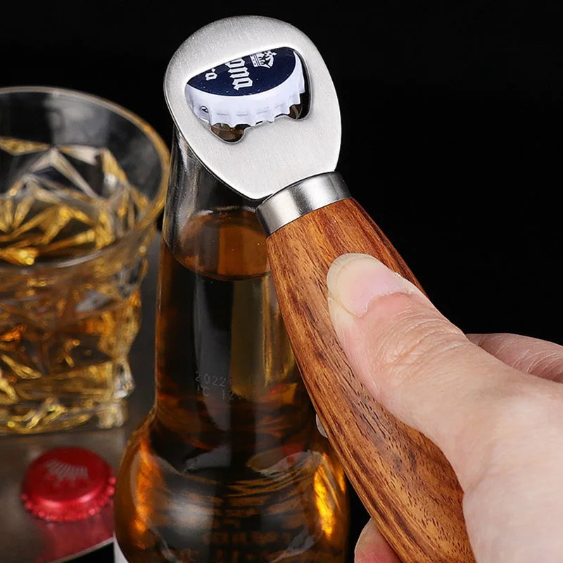 Edelstahl Flaschenöffner – Bartender Werkzeug mit Holzgriff Kaufschwan®