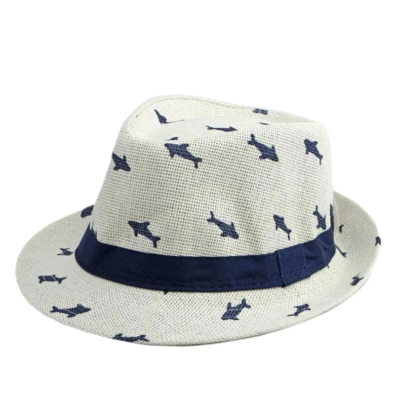 Retro Sonnenhut – Britischer Top Hat Stil, Geometrischer Strohhut mit Gürtel, Unisex Strand & Partner Fedoras