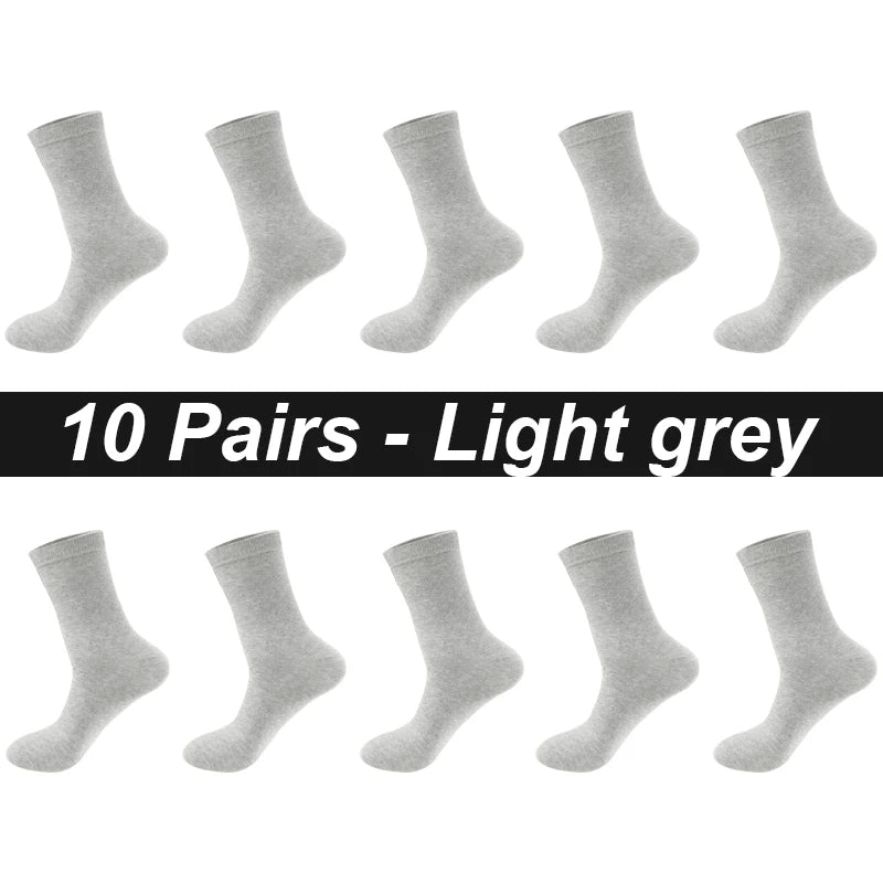 10 Paare Herren Kammbaumwollsocken | Schwarze Freizeit- & Businesssocken Atmungsaktiv Hochwertig Kaufschwan® 10 Paare Grau EU 44-48