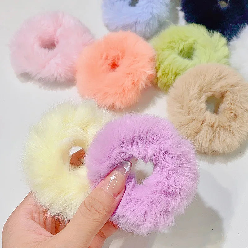 Bunte Flauschige Haargummis | Plüsch-Scrunchies für Damen & Mädchen | Weiche Elastische Pferdeschwanzhalter Kaufschwan®
