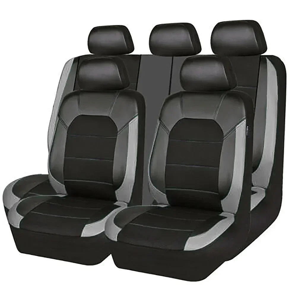 Universelles PU-Leder Autositzbezug-Set – Vollschutz für vorne & hinten, passend für 5-Sitzer Autos & LKWs Kaufschwan®
