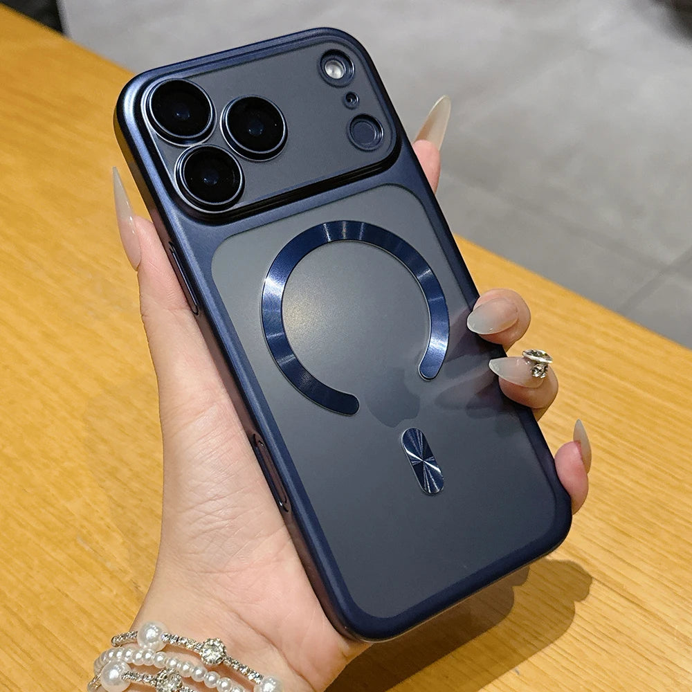 Hochwertige Matte Durchscheinende MagSafe-Hülle für iPhone 18 Pro & iPhone 18 Pro Max – Magnetische Schutzhülle für Kabelloses Laden Kaufschwan® Blau iPhone 18 Pro