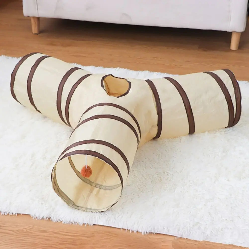 Faltbarer Katzentunnel für Katze – Atmungsaktive Spielröhre aus Polyester mit Stahldraht & Kuschelnest Kaufschwan®