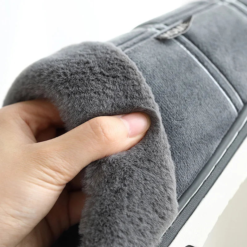 Herren Hausschuhe Kariert mit Memory-Schaum | Warme Plüsch Winter-Schuhe | Rutschfeste Hausschuhe Schwarz | Größe 50–51 Kaufschwan®