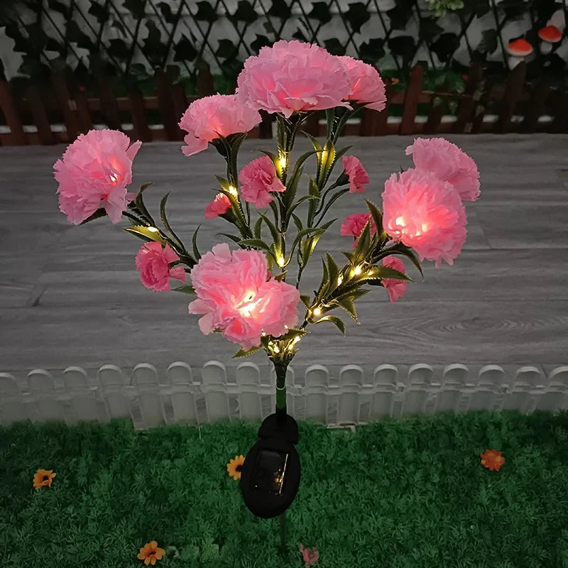 LED Solar Nelken- & Rosenblumen-Feenlichterkette – Wasserdichte Gartenlichter für Hof, Rasen, Wege & Muttertagsgeschenk Kaufschwan® Nelken Rosa