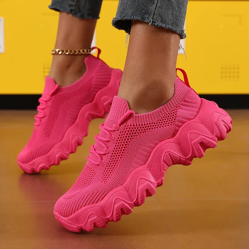 Damen Mesh-Sneaker mit Schnürung – Leichte Atmungsaktive Schuhe | Modische Bequeme Trainings- & Walkingschuhe Kaufschwan®