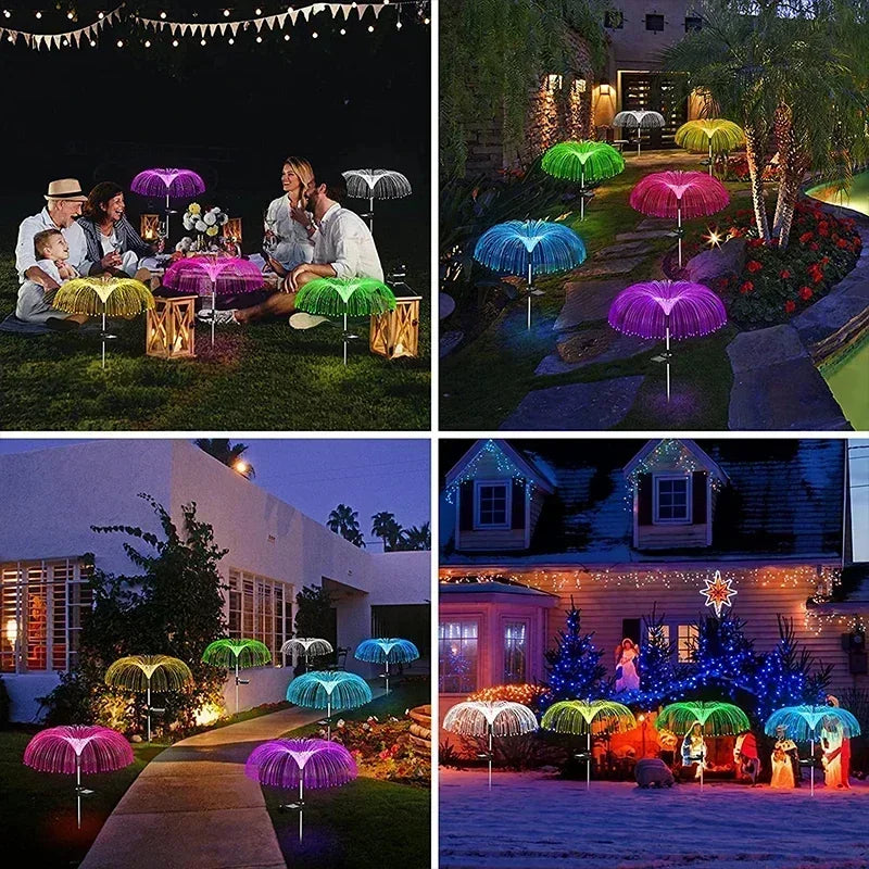 Solar Gartenlichter – Wasserdichte Faseroptik Qualle Rasenlichter für Terrasse, Villa & Hofdekoration Kaufschwan®
