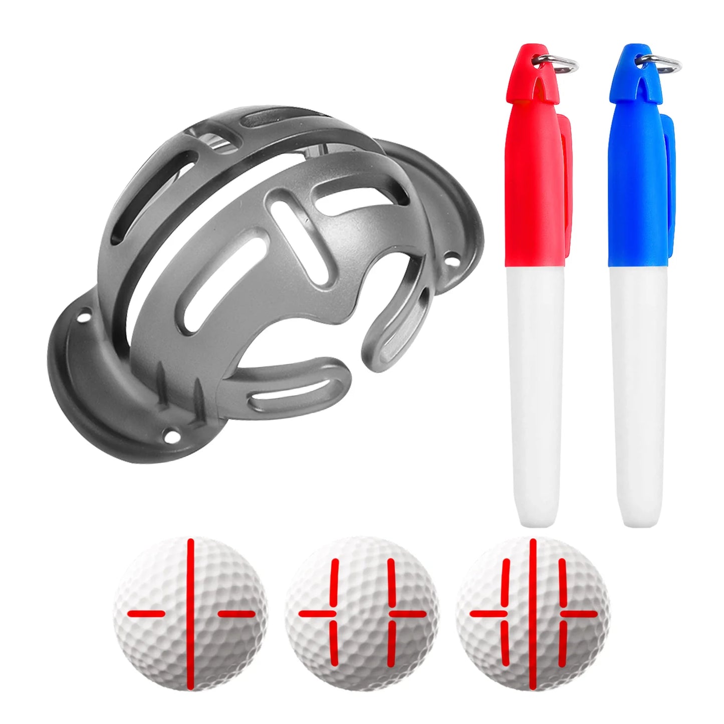 Golf Ball Markierungs- & Ausrichtungstool – 2 Stück Schablonen Set | Präzise Golfball Markierung & Identifikation für Golfer Kaufschwan® Grau