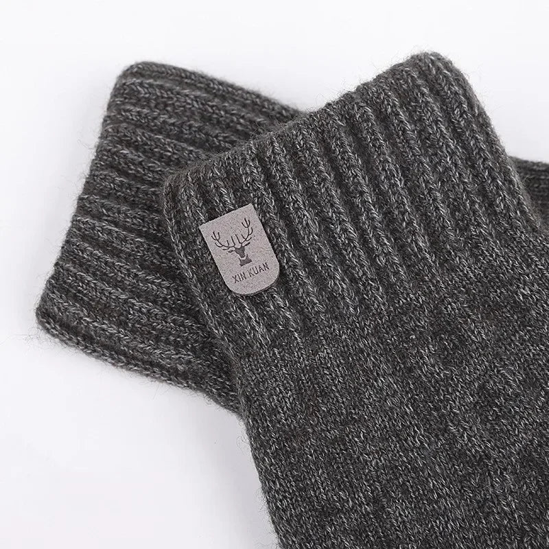 Herren Winterhandschuhe – Warme Strickhandschuhe mit Fleece-Futter | Touchscreen Vollfinger Handschuhe für Kaltes Wetter Kaufschwan®