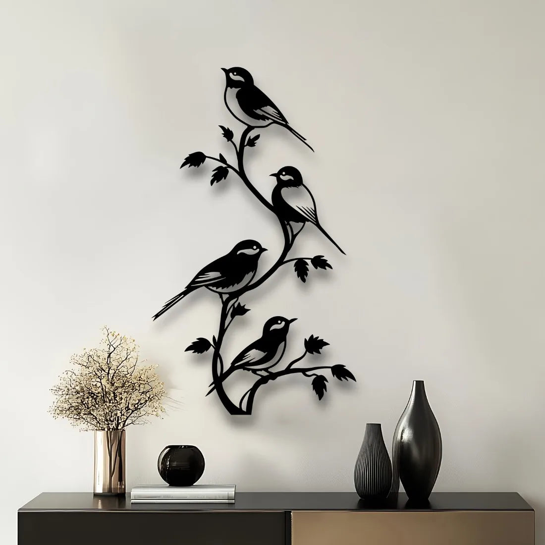 2D Flache Retro Metall Vogel Silhouette Wanddekoration – Handgefertigte Laser-Cut Kunst Kaufschwan®