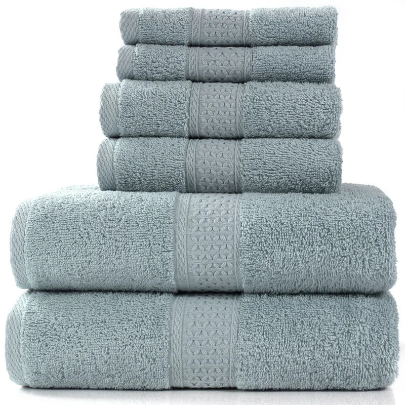 6-teiliges / 3-teiliges Baumwoll Handtuch Set – Luxuriös Bestickt mit Spitze | Bade-, Hand- & Gesichtstücher in 17 Farben, Schnell Trocknend Kaufschwan® Grau 3 Stück