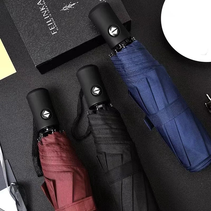 Automatischer Regen- & Sonnenschirm – Winddichter 3-Fach Faltbarer UV-Schutzschirm mit Auto-Öffnung/Schließung (8 Streben)