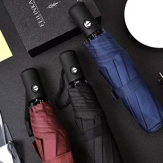 Automatischer Regen- & Sonnenschirm – Winddichter 3-Fach Faltbarer UV-Schutzschirm mit Auto-Öffnung/Schließung (8 Streben)