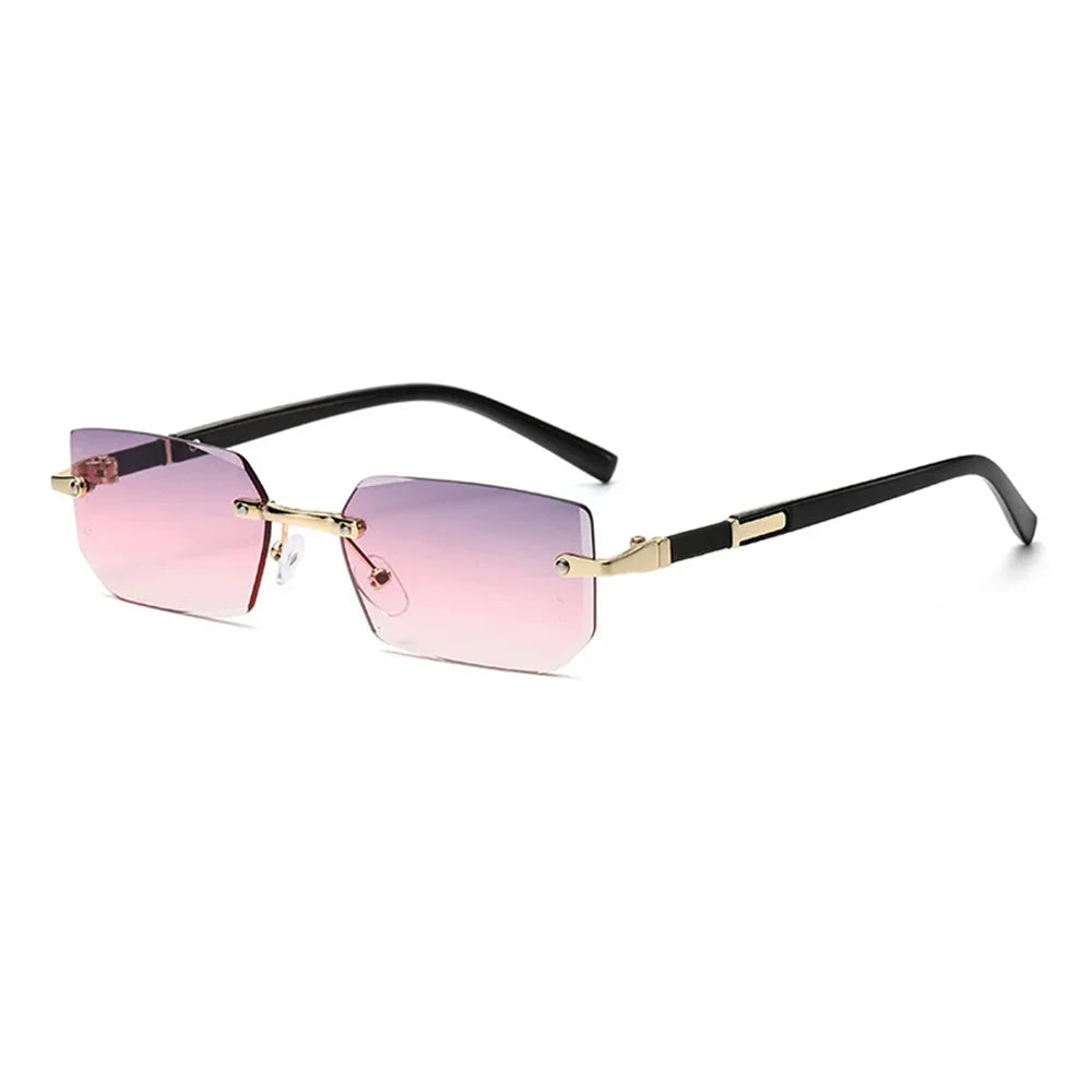 Trendige Randlose Rechteckige Sonnenbrille – Rahmenlose Retro-Sonnenbrille mit UV400-Schutz für Damen und Herren, ideal für Sommer und Reisen Kaufschwan® Rosa