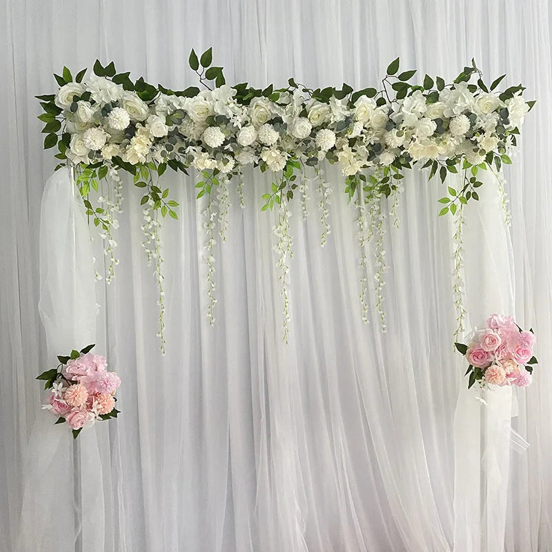 100cm Luxus Künstliche Weiße Rosen – Elegantes Kunstblumen-Arrangement für Hochzeitstische, Rückwände, Bögen & Bühnen Dekoration Kaufschwan®