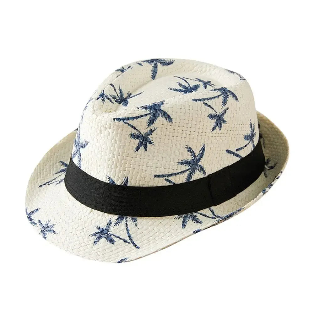 Strohhut für Damen & Herren – Atmungsaktiver Cowboy Sonnenhut mit breiter Krempe, Sommer Beach Jazz Cap Kaufschwan® Weiß 3