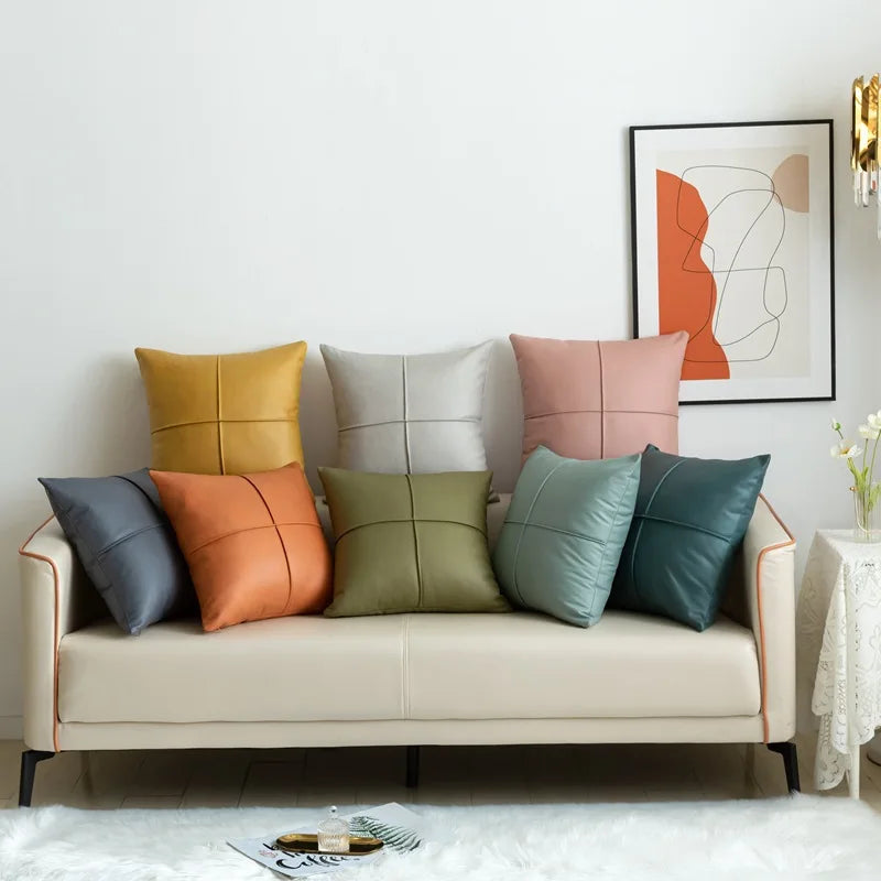 Luxus Kunstleder Dekokissen | Rechteckiges Sofakissen für Wohnzimmer Kaufschwan®