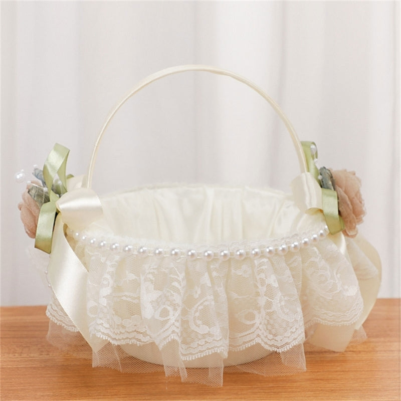 Blumenkorb für Blumenmädchen – Spitzenkorb mit Rosen für Hochzeit Kaufschwan®