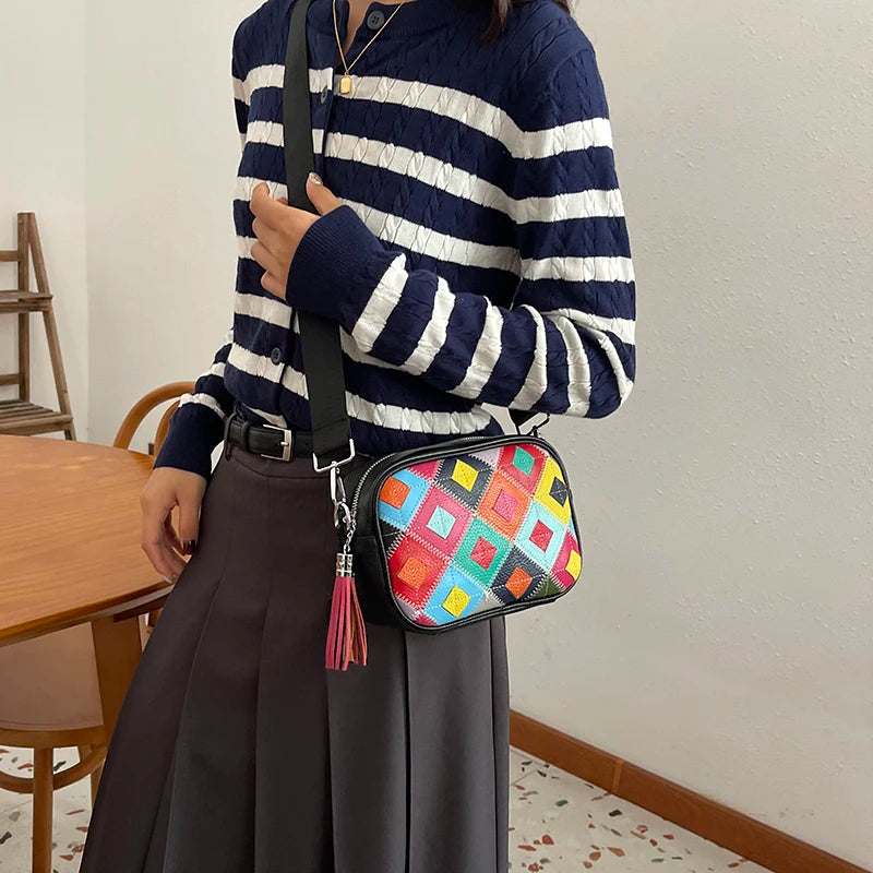 Kleine Bunte Ledertasche – Luxus Damen Handtasche, Crossbody & Schultertasche in Hochwertiger Verarbeitung Kaufschwan®