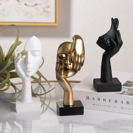 Abstrakte Resin Gesichtsstatue – Nordische Desktop Skulptur im Light-Luxury-Stil für Büro und Zuhause