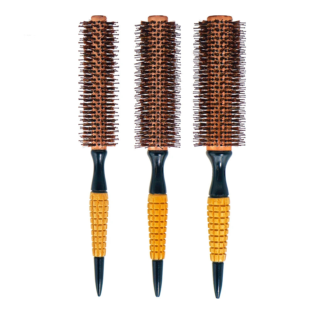 Rundbürste mit Holzgriff – Professionelle Antistatische Haarbürste | Locken- & Toupierbürste für Friseure