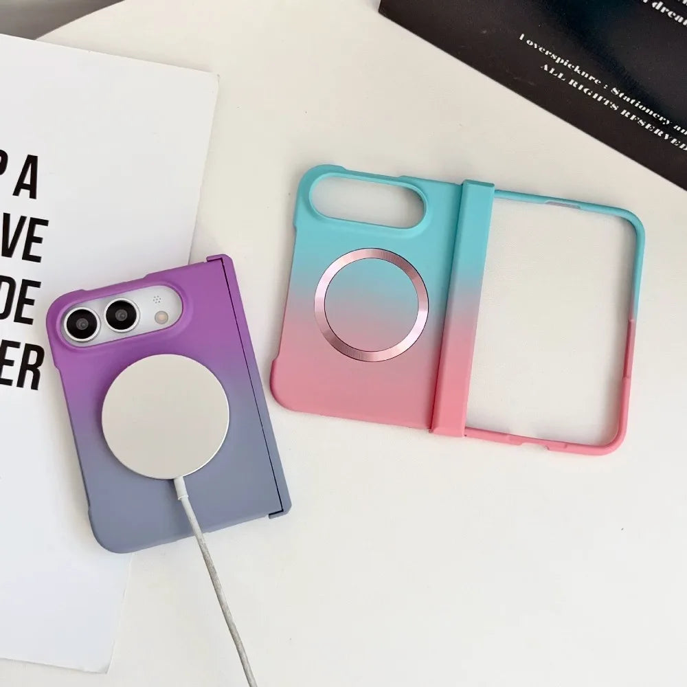 Magnetische Schutzhülle mit Farbverlauf für iPhone Duo Ultra 18 Fold – MagSafe-Kompatible Matte Hart-PC-Hülle mit Scharnierschutz Kaufschwan®
