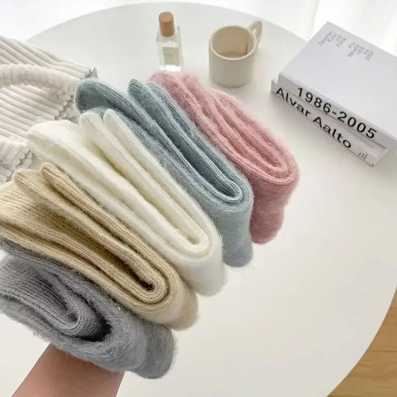 1-12 Paare Damen Herbst Winter Dicke Warme Mittellange Socken | Modische Macaron Farbige Flauschige Bequeme Freizeit Socken Kaufschwan®