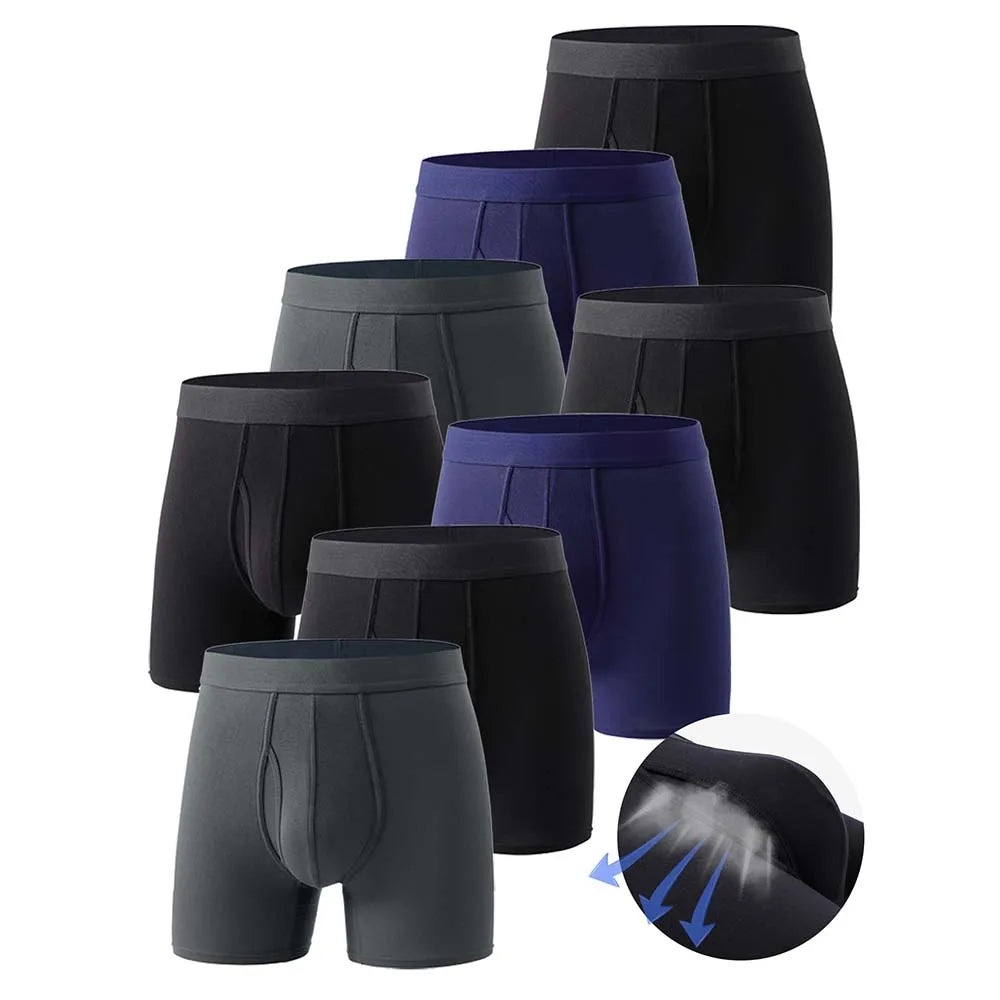 8er-Pack Herren Boxershorts aus Bambusfaser – Weich, Hautfreundlich & Atmungsaktiv | Lange Feuchtigkeitsableitende Unterwäsche XS–XXL Kaufschwan® Set 1 S